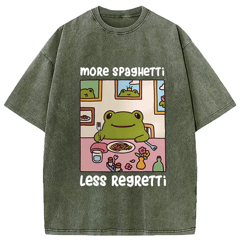 Modecanvas More Spaghetti Less Regretti Frog Washed T-Shirt