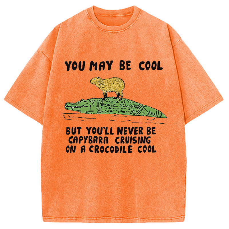 Modecanvas Cool Capybara Funny DTG Printing Washed T-Shirt