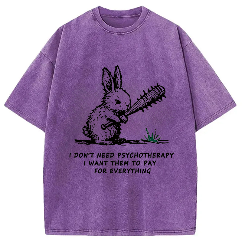Modecanvas Violent Rabbit Funny Washed T-Shirt