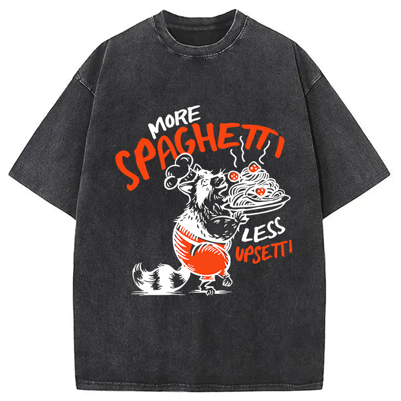 Modecanvas More Spaghetti Less Upsetti Raccoon DTG Printing Washed T-Shirt