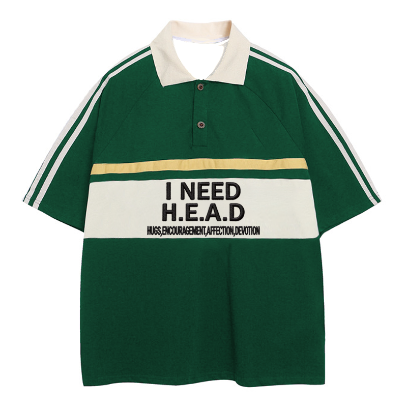 Modecanvas I Need H.E.A.D Polo Embroidered T-Shirt