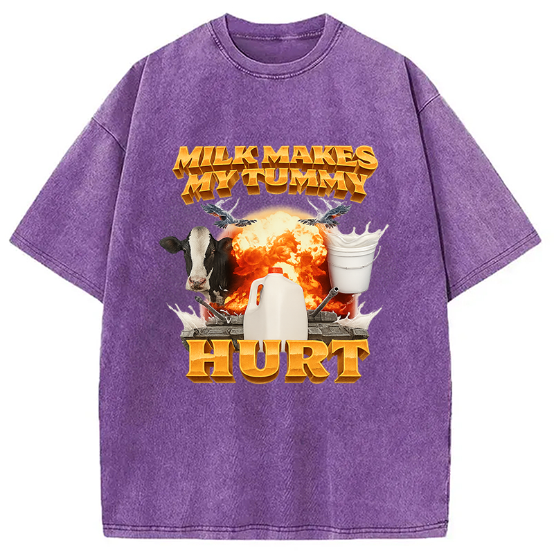 Modecanvas Milk Makes My Tummy Hurt Funny Washed T-Shirt