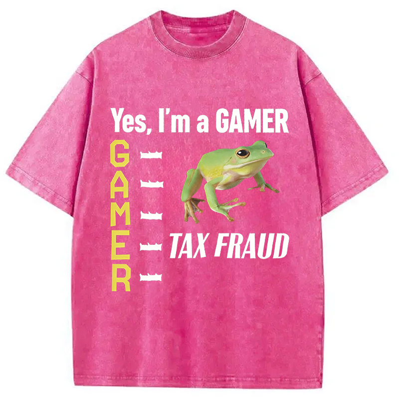 Modecanvas Frog Gamer Meme Washed T-Shirt
