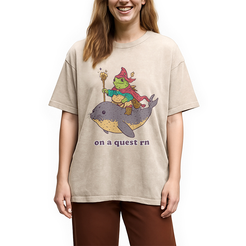 Modecanvas On a Quest Right Now Washed T-Shirt