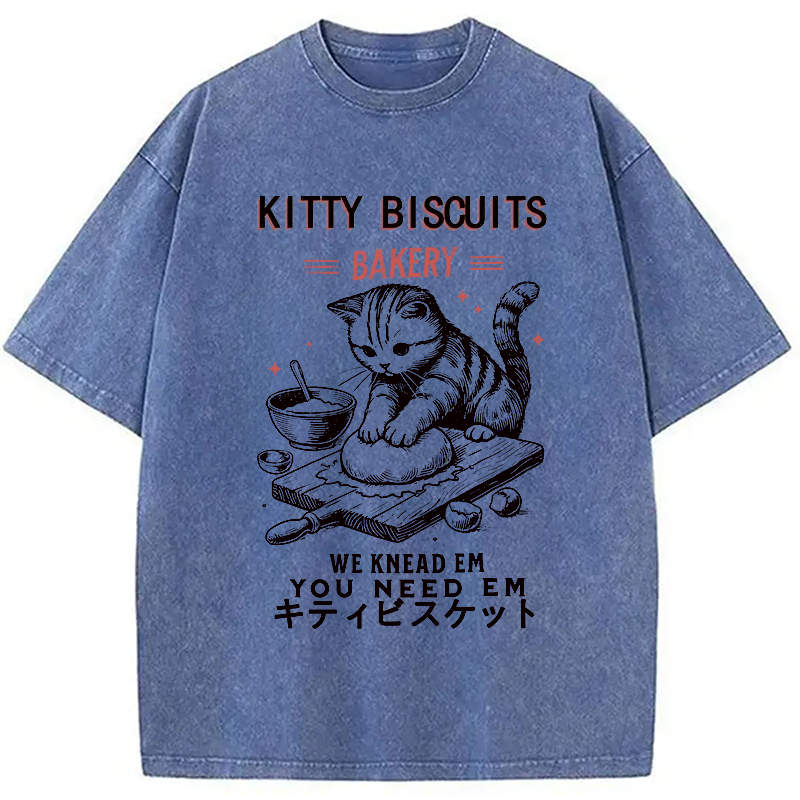 Modecanvas Cat Bakery Washed T-Shirt-modecanvas