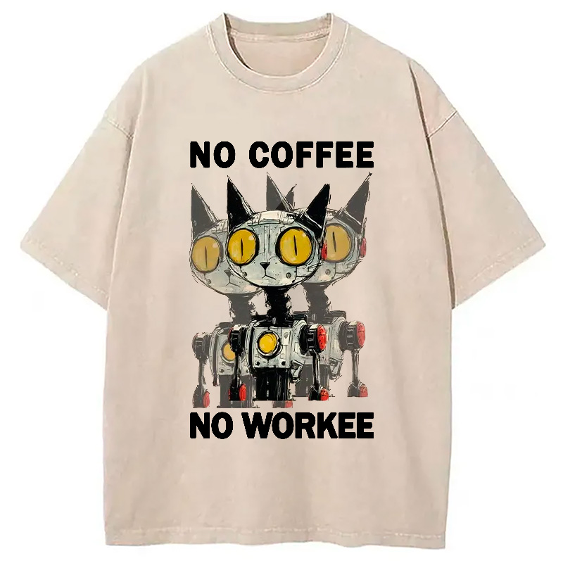Modecanvas No Coffee No Workee Washed T-Shirt