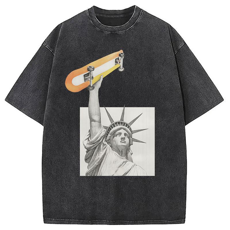 Modecanvas Living In The City DTG Printing Washed T-Shirt-modecanvas
