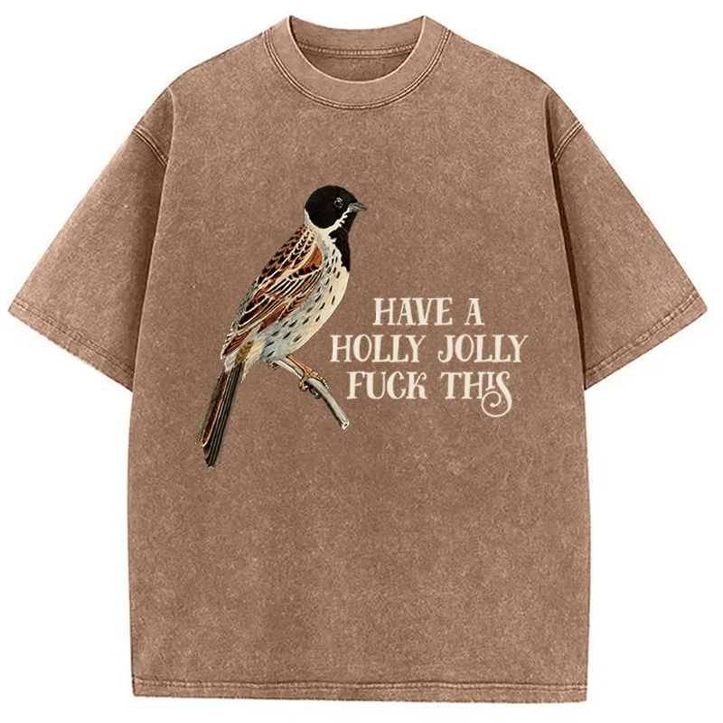 Modecanvas Have a Holly Jolly DTG Printing Washed T-Shirt