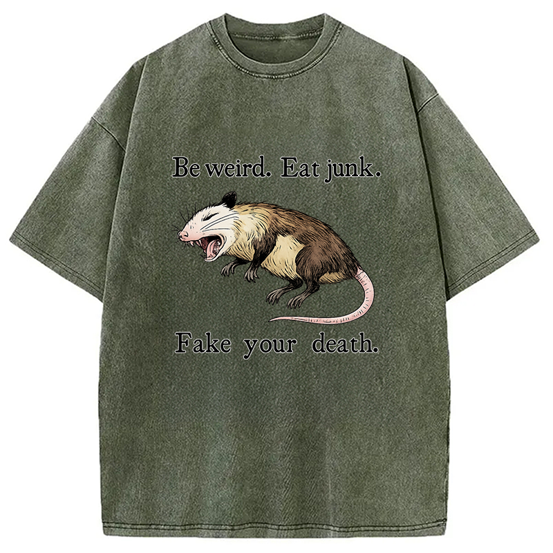 Modecanvas Possum Playing Dead Washed T-Shirt