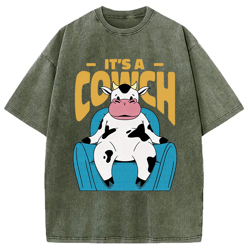 Modecanvas Its A Cowch Funny Cow DTG Printing Washed T-Shirt