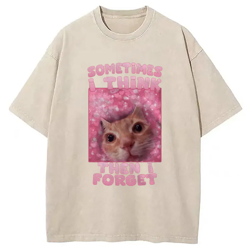 Modecanvas Sometimes I Think Then I Forget Washed T-Shirt