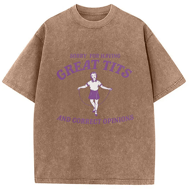 Modecanvas Sorry For Having Great Tits Washed T-Shirt