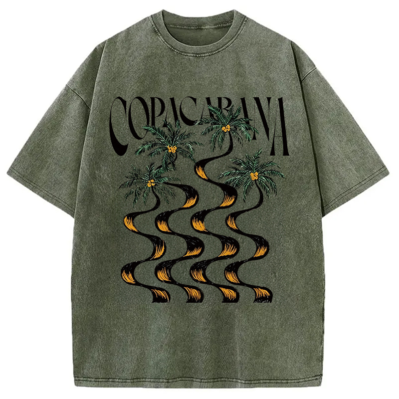 Modecanvas Copacabana Palm Tree DTG Printing Washed T-Shirt