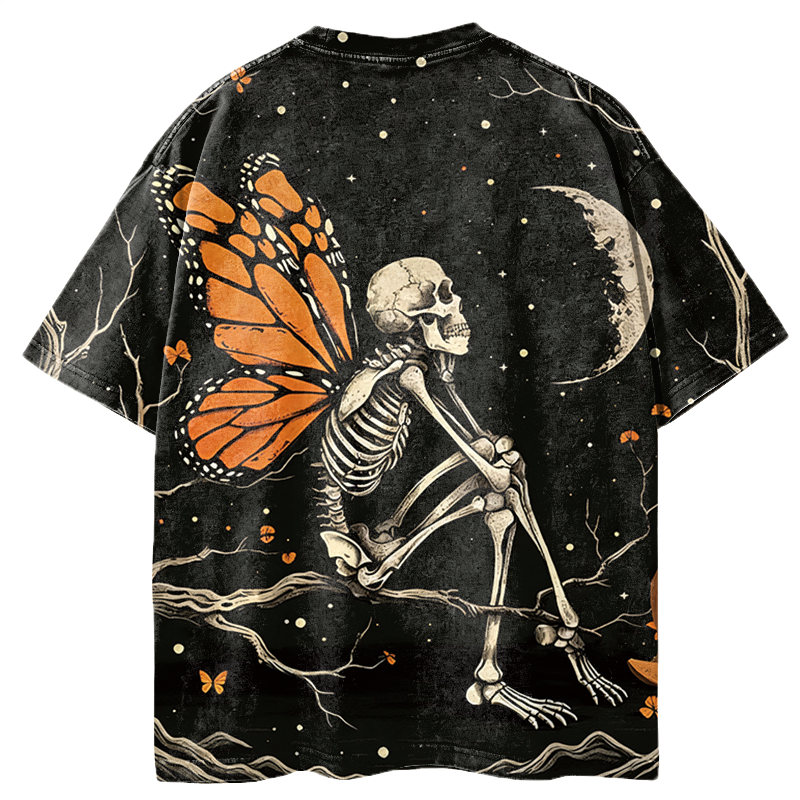 Modeocanvas Butterfly Skull All Over Print T-Shirt-modecanvas