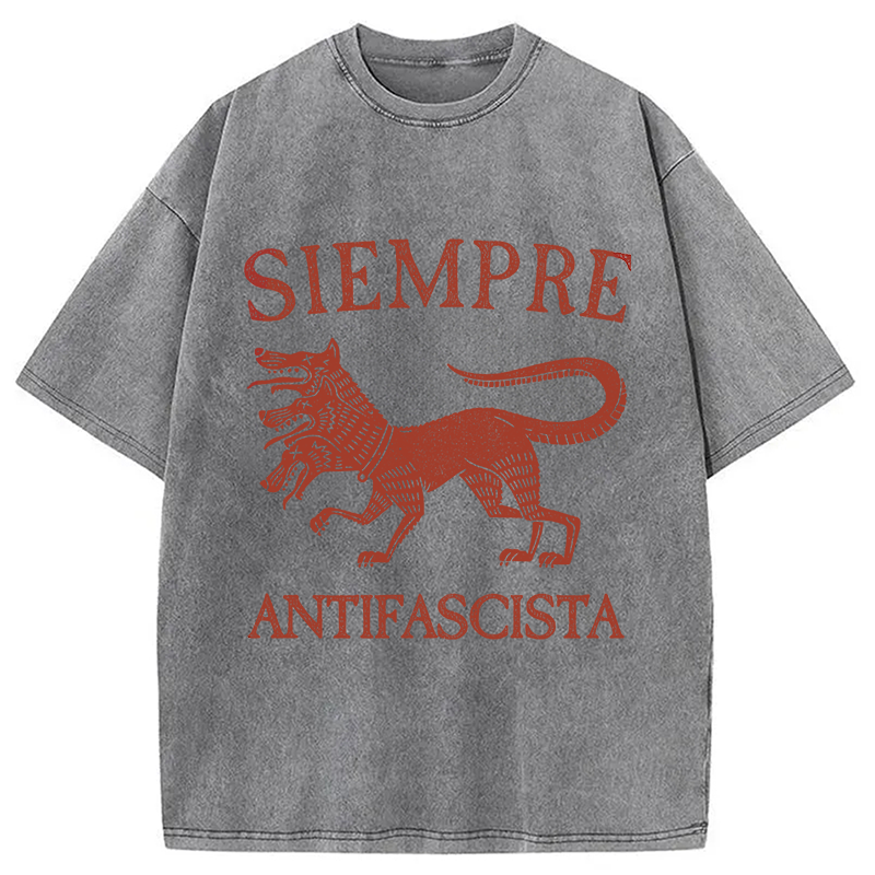 Modecanvas Antifascista Vintage DTG Printing Washed T-Shirt