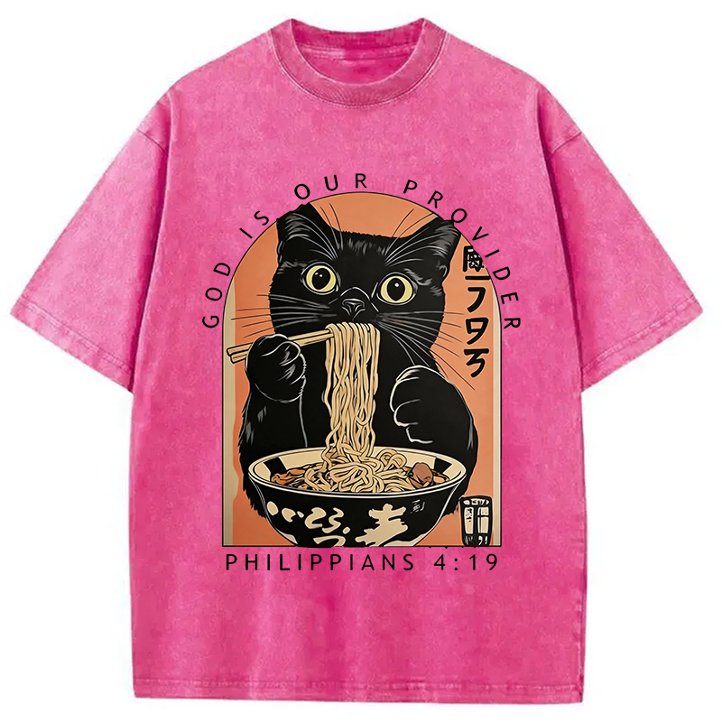 Modecanvas God Is Our Provider DTG Printing Washed T-Shirt