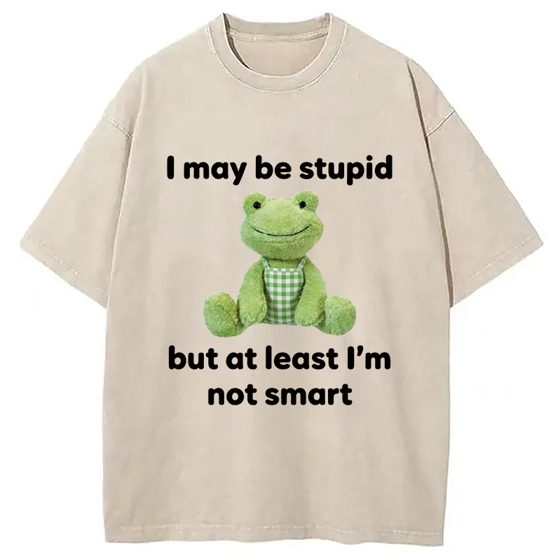Modecanvas I May Be Stupid Alcohol Lover DTG Printing Washed T-Shirt