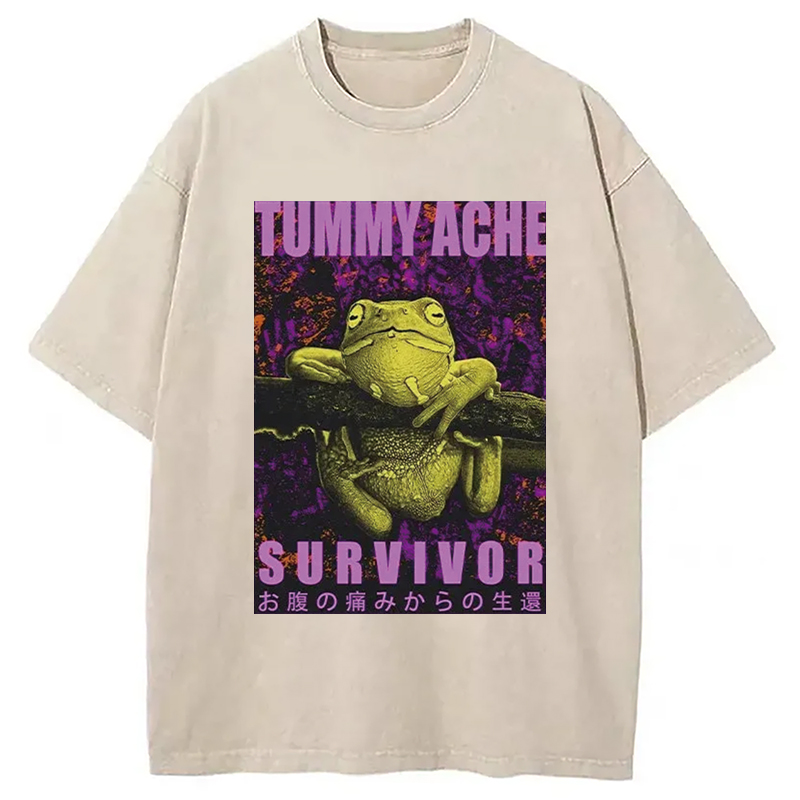 Modecanvas A Frog With Stomachache Washed T-Shirt