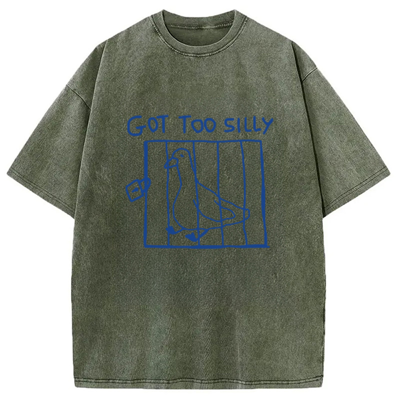 Modecanvas Got Too Silly Meme Washed T-Shirt-modecanvas