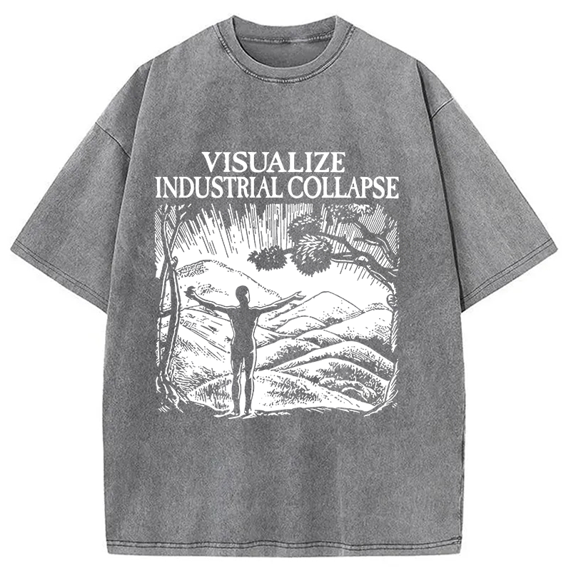 Modecanvas Industrial Collapse DTG Printing Washed T-Shirt-modecanvas