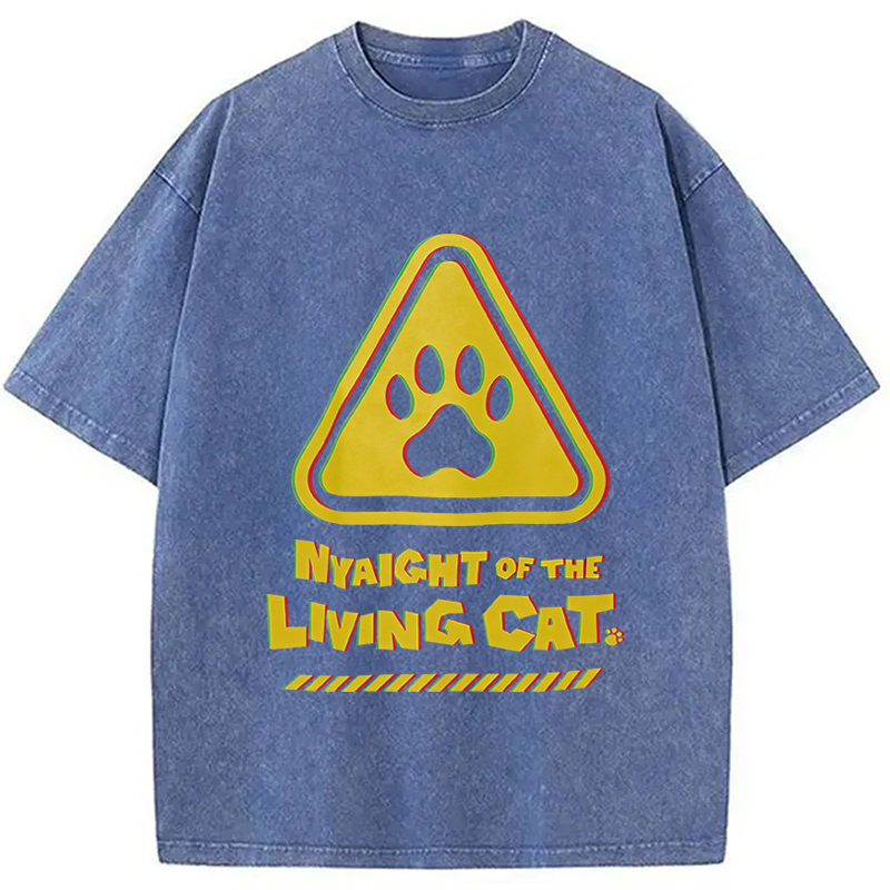 Modecanvas Cat Warning DTG Printing Washed T-Shirt