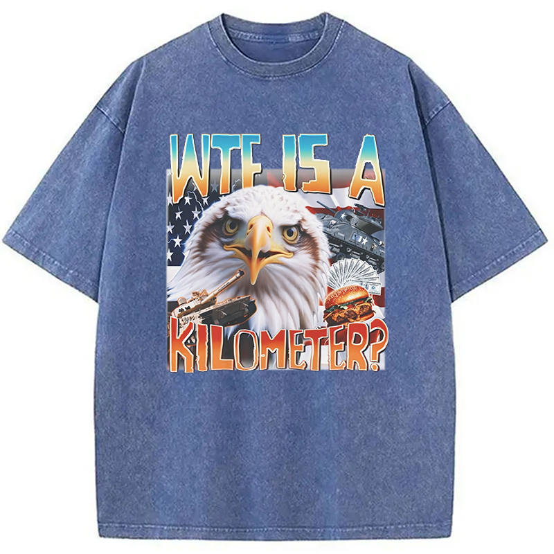 Modecanvas Funny America Freedom Eagle Meme Washed T-Shirt
