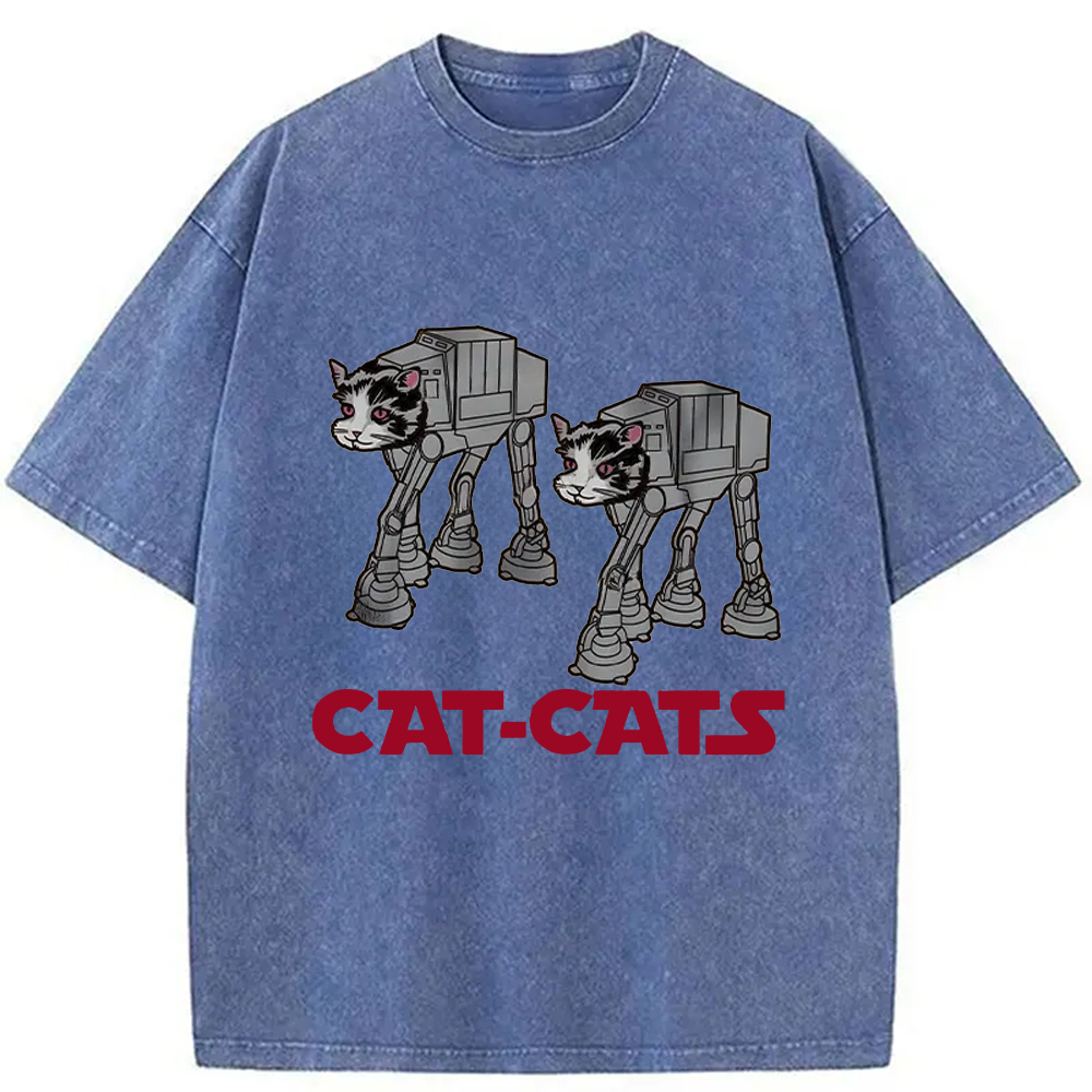 Modecanvas Walking Robot Cat Washed T-Shirt