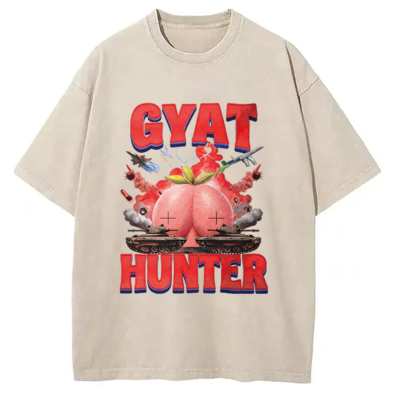 Modecanvas Gyat Hunter DTG Printing Washed T-Shirt