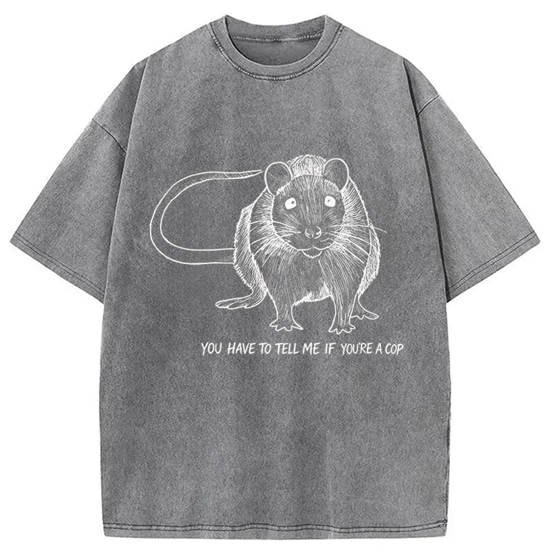 Modecanvas You Have To Tell Me If You Are A Cop Funny Rat Meme DTG Printing Washed T-Shirt