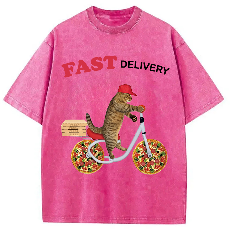Modecanvas Fast Delivery Cat DTG Printing Washed T-Shirt