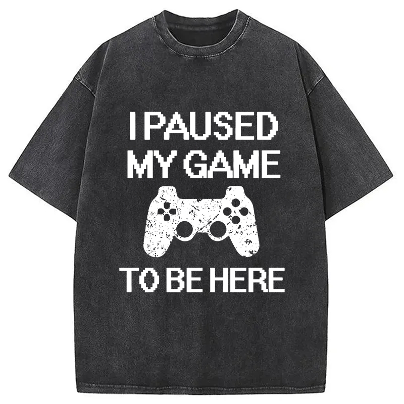 Modecanvas I Paused My Game To Be Here DTG Printing Washed T-Shirt