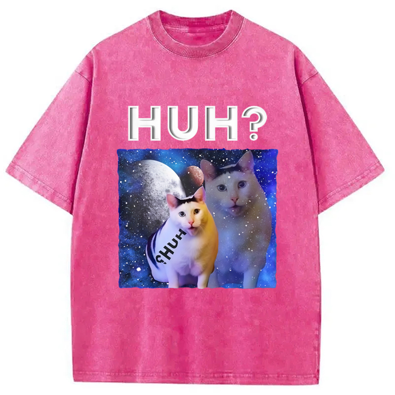 Modecanvas Funny Meme Huh Cat Washed T-Shirt