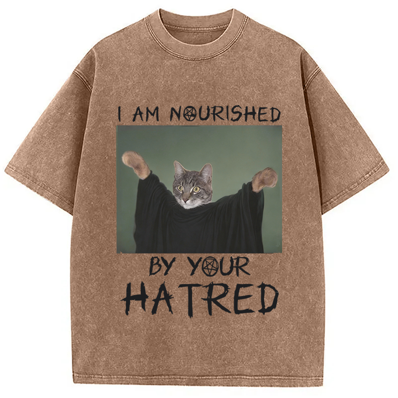 Modecanvas Funny Gothic Cat DTG Printing Washed T-Shirt