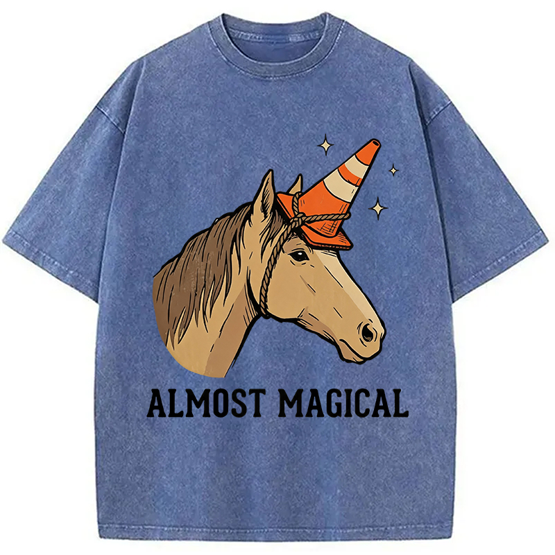 Modecanvas Almost Magical Horse DTG Printing Washed T-Shirt