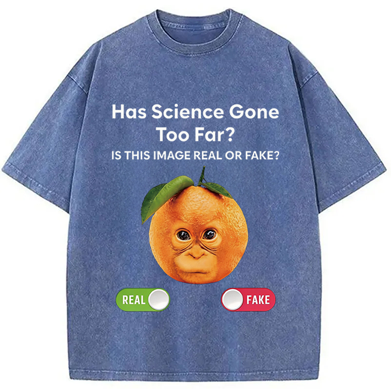 Modecanvas Has Science Gone Too Far Orange Monkey DTG Printing Washed T-Shirt