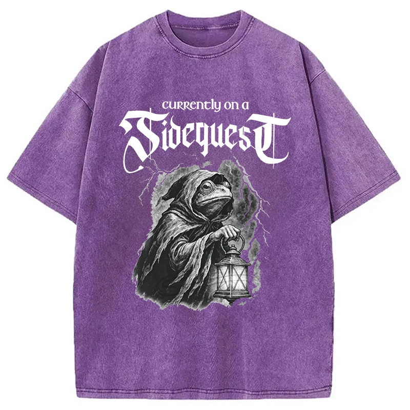 Modecanvas Funny Frog Sidequest DTG Printing Washed T-Shirt
