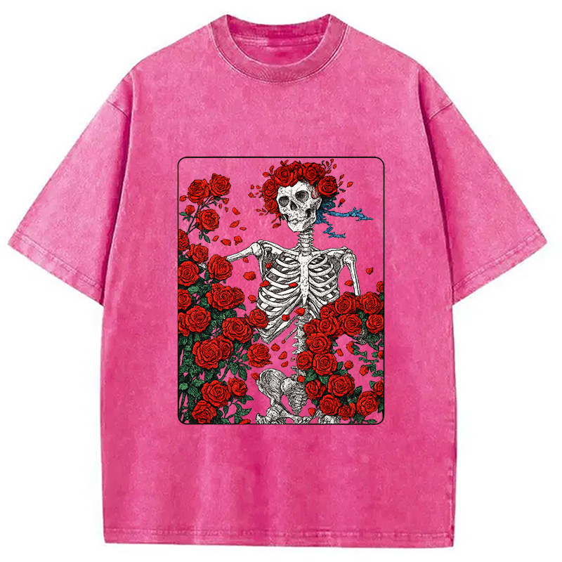Modecanvas Woodcut Wheel & Roses Washed T-Shirt