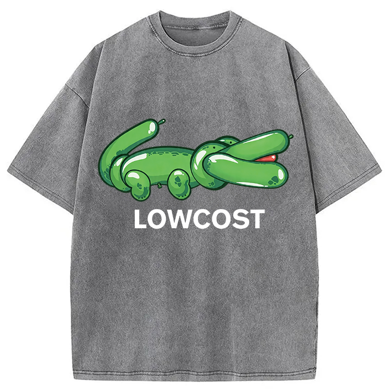 Modecanvas LOWCOST Funny Crocodile DTG Printing Washed T-Shirt