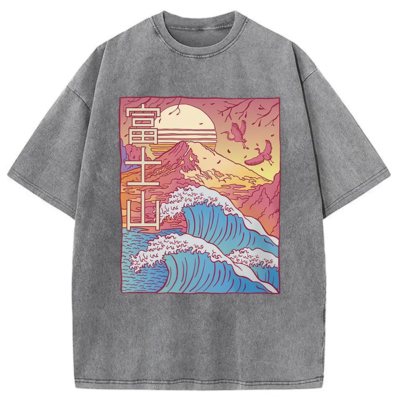 Modecanvas Japanese Fuji Wave Washed T-Shirt