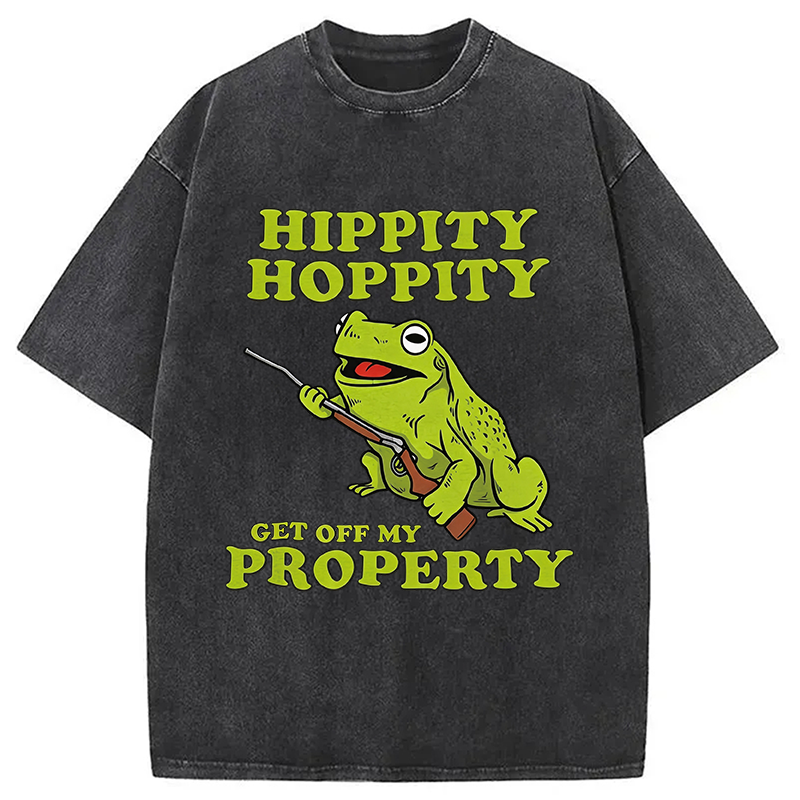Modecanvas Hippity Hoppity Get Off My Property Meme DTG Printing Washed T-Shirt