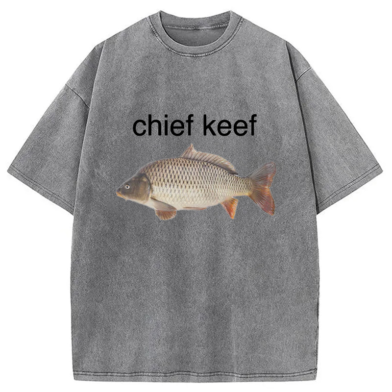 Modecanvas Chief Keef Fish Washed T-Shirt-modecanvas