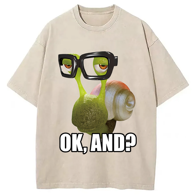Modecanvas Ok And Snail DTG Printing Washed T-Shirt