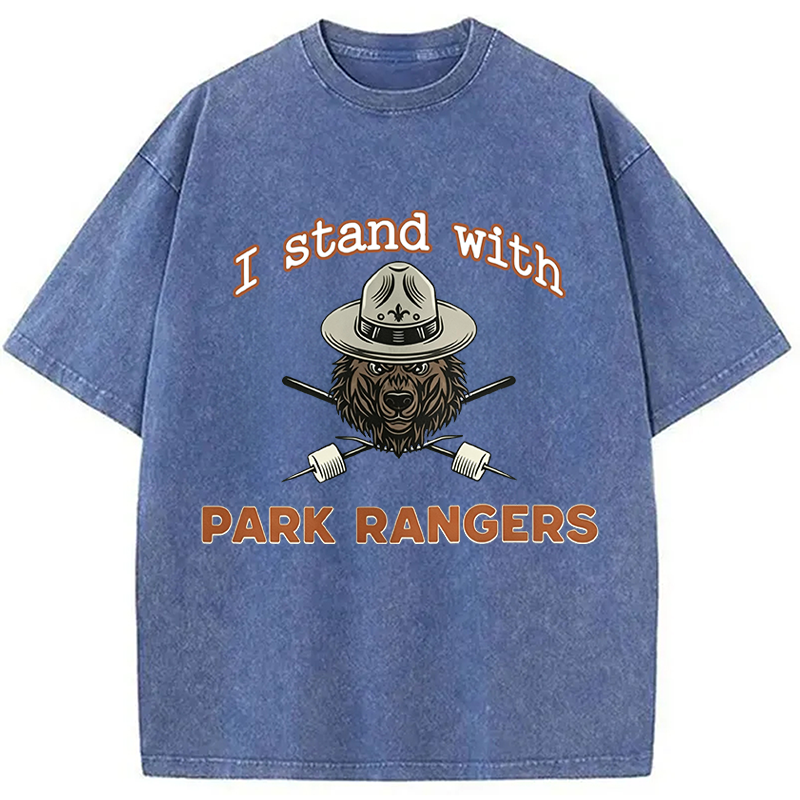 Modecanvas I Stand With Park Rangers DTG Printing Washed T-Shirt