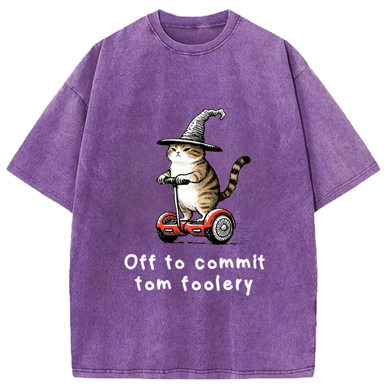 Modecanvas Off To Commit Cat Washed T-Shirt