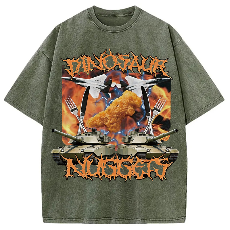 Modecanvas Funny Dinosaur Chicken Washed T-Shirt