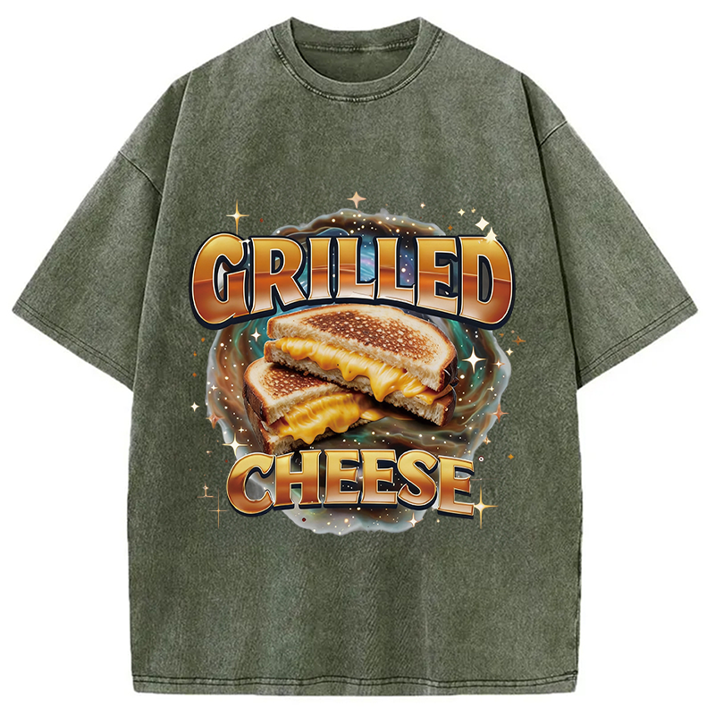 Modecanvas Grilled Cheese DTG Printing Washed T-Shirt