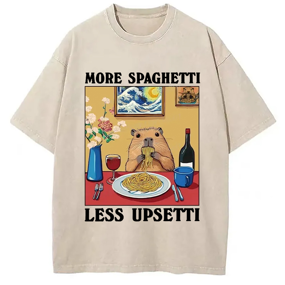 Modecanvas More Spaghetti Less Upsetti Capybara Washed T-Shirt