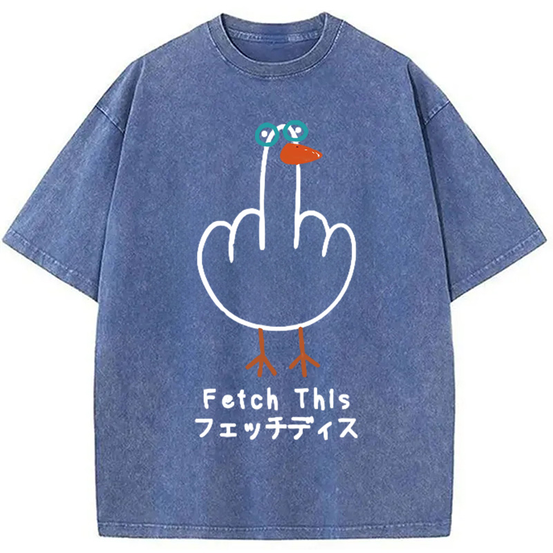 Modecanvas Funny Middle Finger Goose Washed T-Shirt-modecanvas