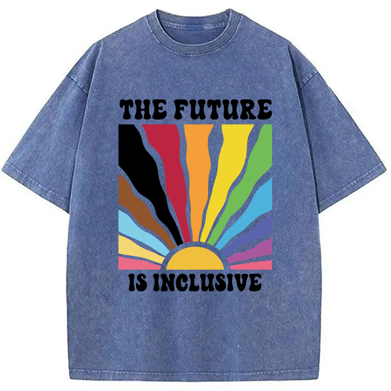 Modecanvas Pride Future Is Inclusive DTG Printing Washed T-Shirt