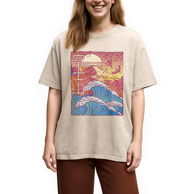 Modecanvas Japanese Fuji Wave Washed T-Shirt